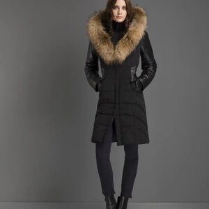 DANIER Down Winter Coat with Leather and Fur details